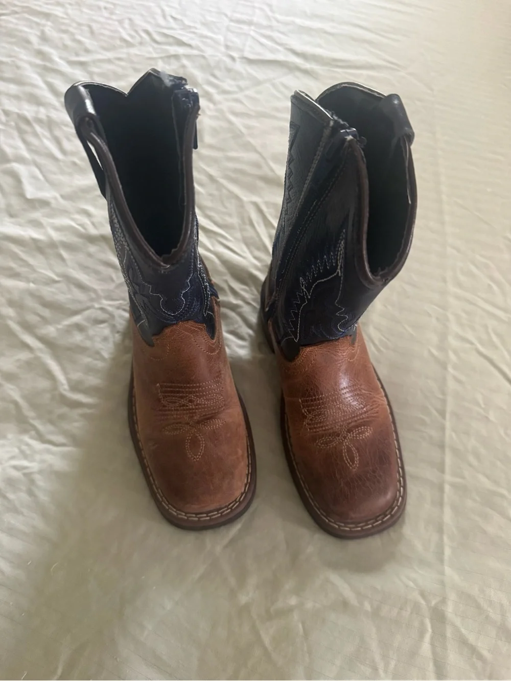 J.B. Dillon Brown and Navy Kids Western Boots